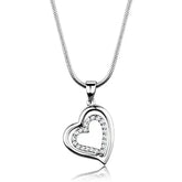 3W841 - Rhodium Brass Chain Pendant with AAA Grade CZ in Clear - Femstylo