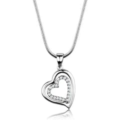 3W841 - Rhodium Brass Chain Pendant with AAA Grade CZ in Clear - Femstylo