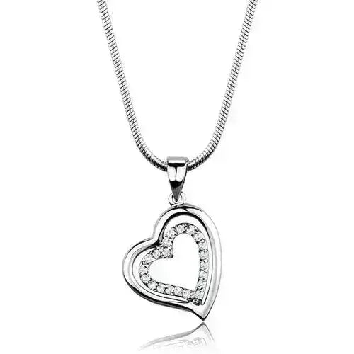 3W841 - Rhodium Brass Chain Pendant with AAA Grade CZ in Clear - Femstylo