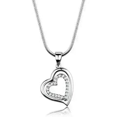 3W841 - Rhodium Brass Chain Pendant with AAA Grade CZ in Clear - Femstylo