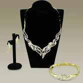 3W941 - Gold+Rhodium Brass Jewelry Sets with AAA Grade CZ in Clear - Femstylo