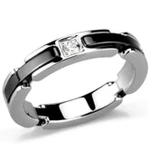 3W962 - High polished (no plating) Stainless Steel Ring with Ceramic - Femstylo