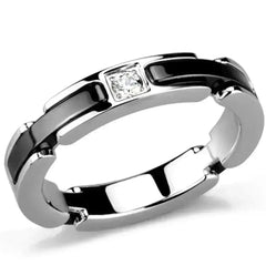 3W962 - High polished (no plating) Stainless Steel Ring with Ceramic - Femstylo