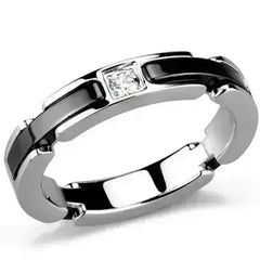 3W962 - High polished (no plating) Stainless Steel Ring with Ceramic - Femstylo