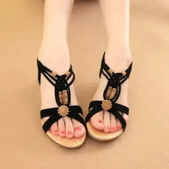 Korean Minimalist Straps Sandals - Black & Beige | Femstylo - Femstylo