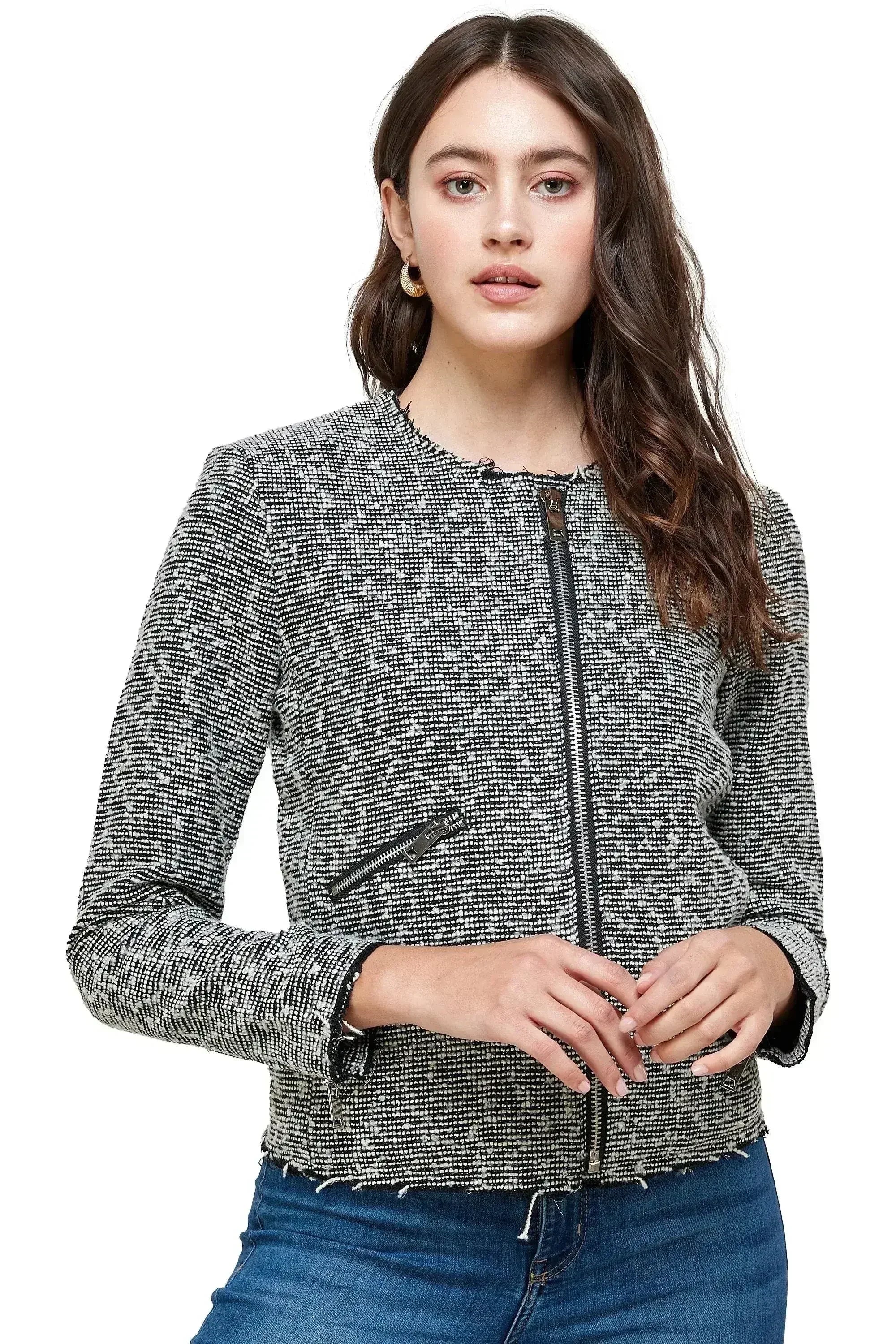 Textured Zip-Up Jacket – Casual Elegance - Femstylo