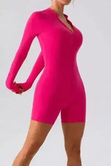 Half Zip Long Sleeve Active Romper - Femstylo