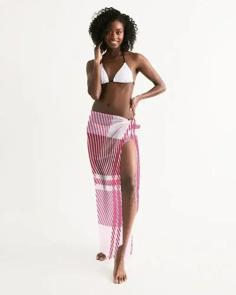 Sheer Plaid Pink Swimsuit Cover Up - Femstylo