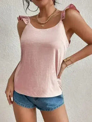 Backless Ruffled Scoop Neck Tank - Femstylo