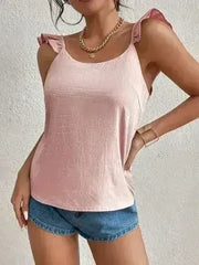 Backless Ruffled Scoop Neck Tank - Femstylo