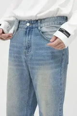 Washed Mid Rise Jeans with Pockets - Femstylo