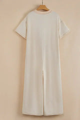 Jet Stream Patchwork Pocket Short Sleeve Jumpsuit - Femstylo