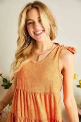 ADORA V-Neck Tie Shoulder Dress - Femstylo