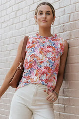 Floral Bubble Sleeve Blouse - Multicolor Print Top | Femstylo - Femstylo