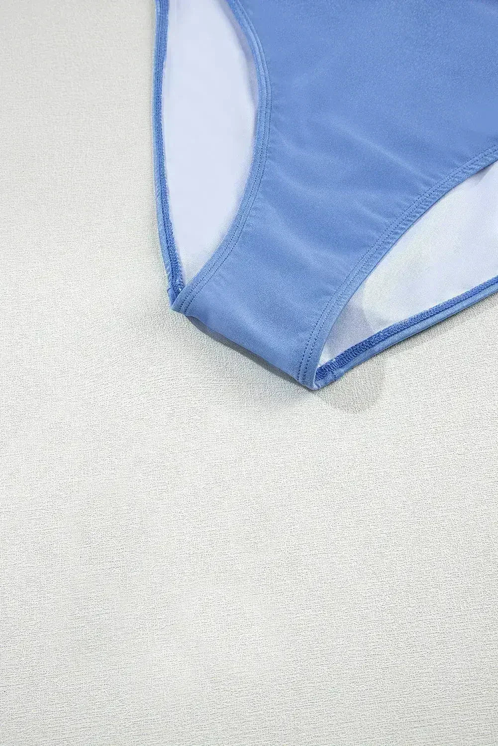 Light Blue Colorblock High Waisted Bikini Swimsuit - Femstylo