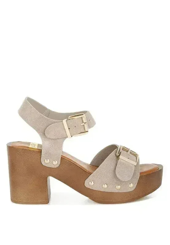 Lhasa Real Suede Leather Clog Sandals - Femstylo