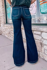 Real Teal High Rise Ripped Bell Bottom Jeans - Femstylo