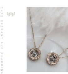 Rose Gold Pulsatile Heart Diamond Pendant Clavicle Chain - Femstylo