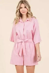 Mittoshop Tie Waist Half Sleeve Romper - Femstylo