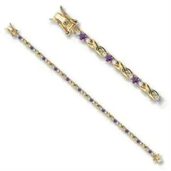 46805 - Gold Brass Bracelet with AAA Grade CZ in Tanzanite - Femstylo
