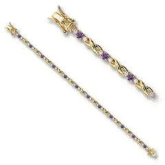 46805 - Gold Brass Bracelet with AAA Grade CZ in Tanzanite - Femstylo