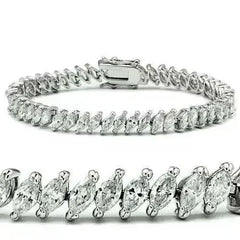 47106 - Rhodium Brass Bracelet with AAA Grade CZ in Clear - Femstylo