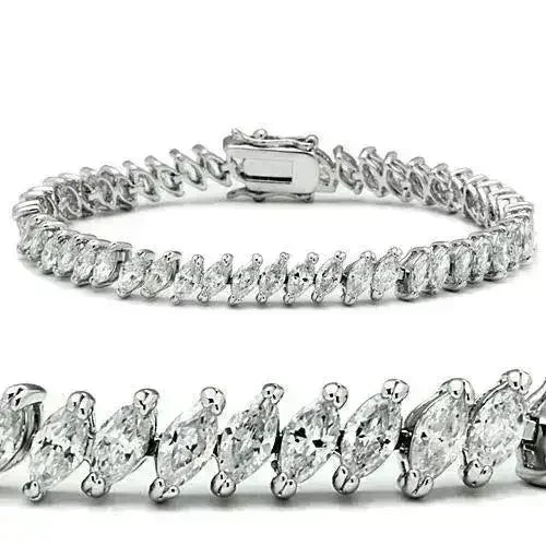 47106 - Rhodium Brass Bracelet with AAA Grade CZ in Clear - Femstylo