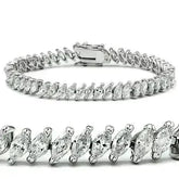 47106 - Rhodium Brass Bracelet with AAA Grade CZ in Clear - Femstylo