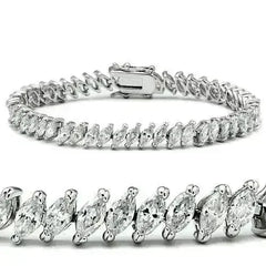 47106 - Rhodium Brass Bracelet with AAA Grade CZ in Clear - Femstylo