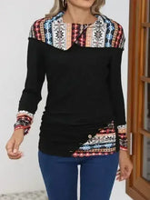 Printed Collared Neck Long Sleeve Blouse – Femstylo - Femstylo