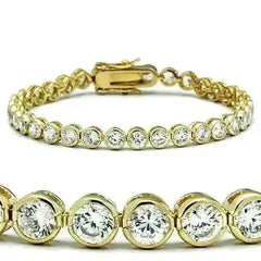 47202 - Gold Brass Bracelet with AAA Grade CZ in Clear - Femstylo