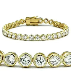 47202 - Gold Brass Bracelet with AAA Grade CZ in Clear - Femstylo