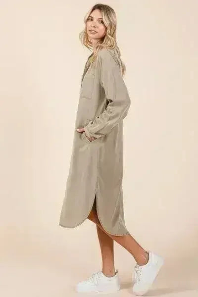 Mittoshop Button Down Long Sleeve Shirt Dress - Femstylo
