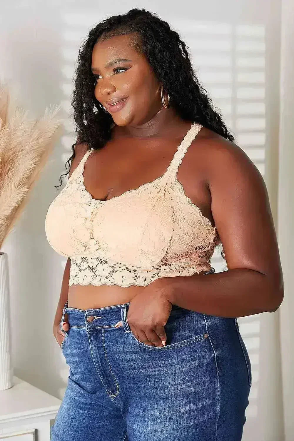 JadyK Juliette Full Size Crisscross Lace Bralette - Femstylo