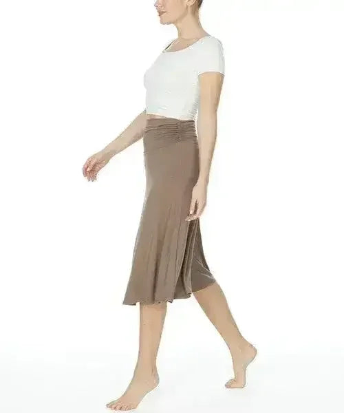 Bamboo Flared Skirt – Organic Mid-Length with Shirring - Femstylo