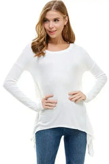 Women's Long-Sleeve Asymmetrical Hem Top - Femstylo