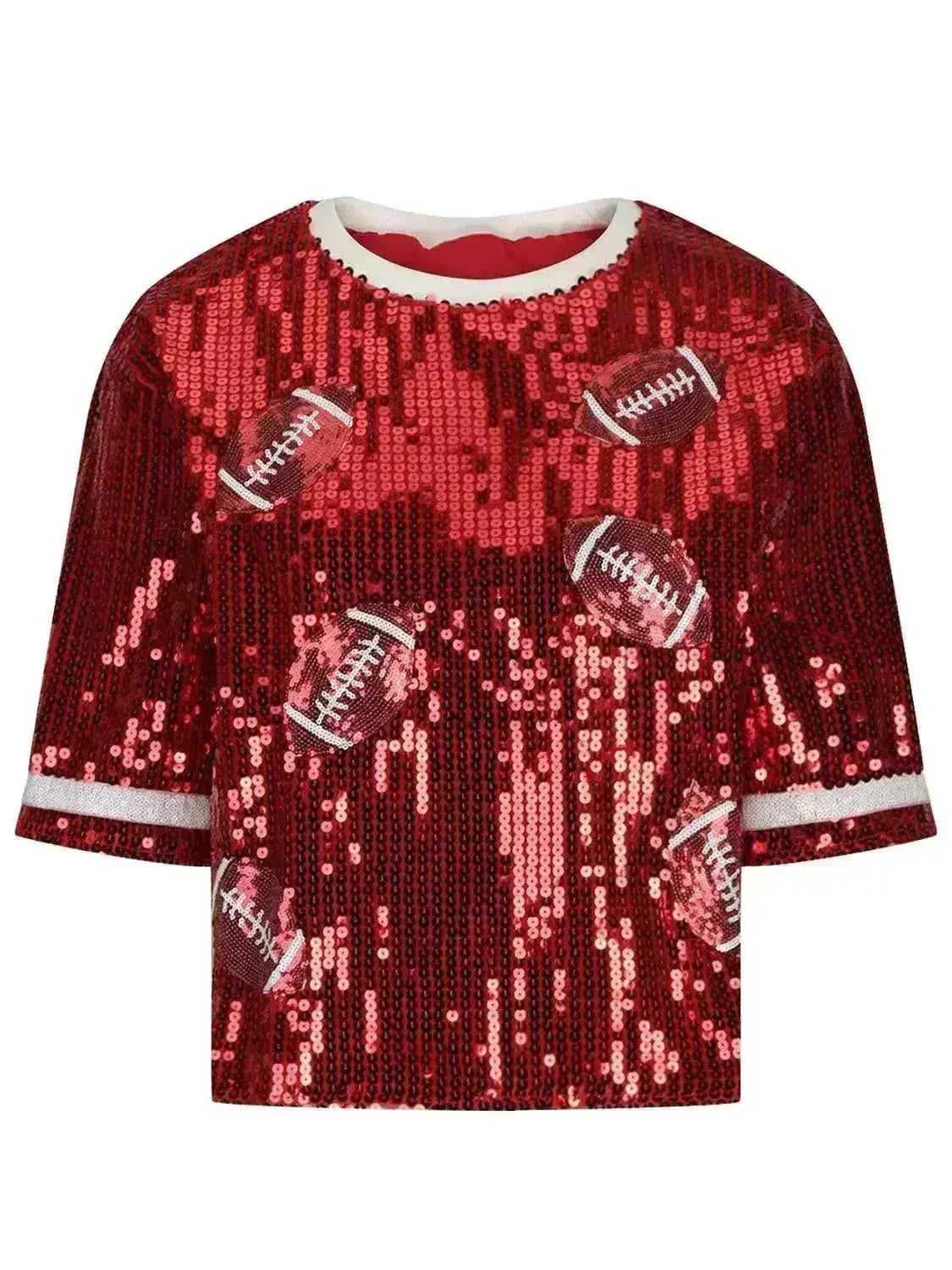 Sequin Football Top - Sparkling Half-Sleeve Blouse | Femstylo - Femstylo