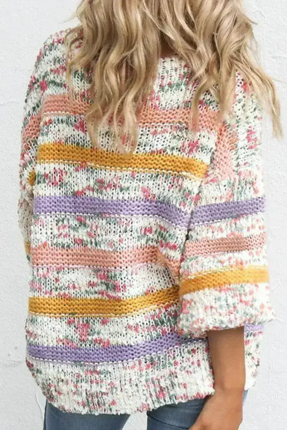 Contrast Stripes Long Sleeve Sweater | Femstylo - Femstylo