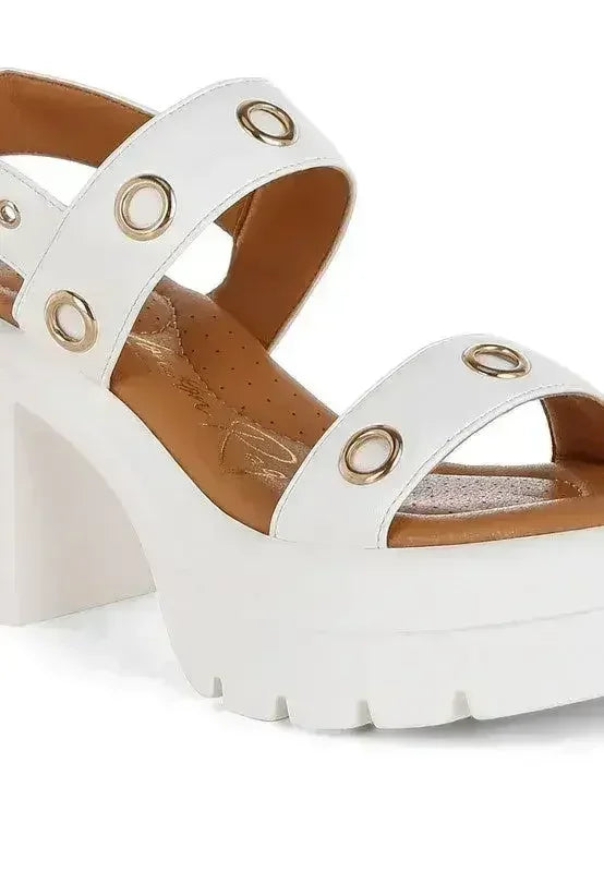 Urla Eyelet Detail Platform Heel Sandals - Femstylo