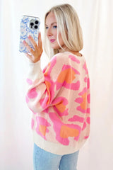 Sachet Pink Cheetah Colorblock Sweater