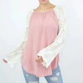 Lace Sleeve Backless Top - Rose | Femstylo Fashion | Made in USA - Femstylo