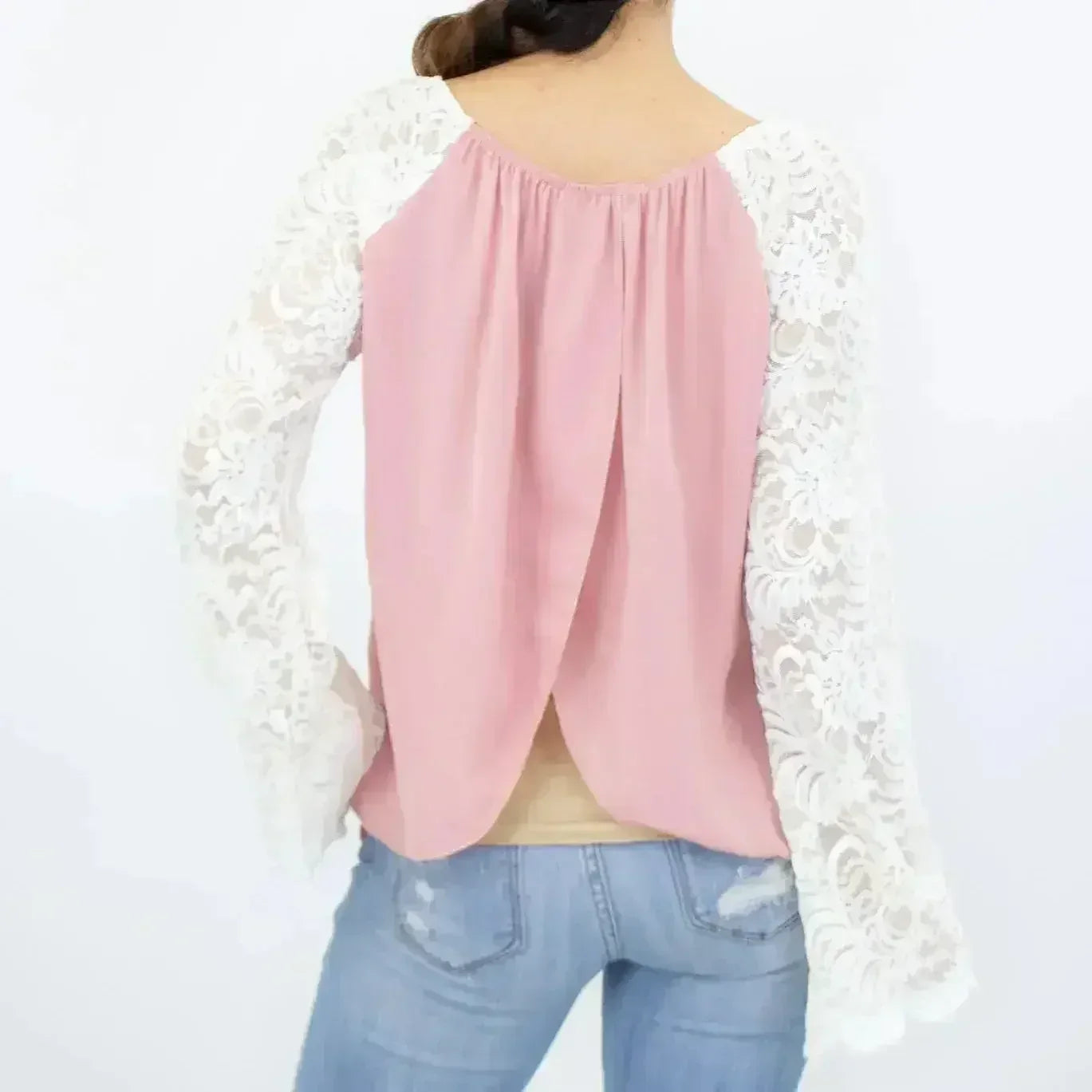 Lace Sleeve Backless Top - Rose | Femstylo Fashion | Made in USA - Femstylo