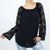 Lace Sleeve Backless Top - Black | Femstylo | Made in USA - Femstylo