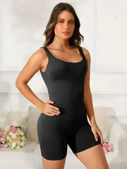 Scoop Neck Wide Strap Active Romper - Femstylo