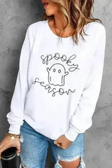 Ghost Graphic Long Sleeve Dropped Shoulder Sweatshirt - Femstylo