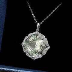 Luxury Sweater Chain Femininity S925 Silver Set Large Natural Green - Femstylo