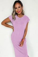 Carrot Mineral Wash Pocketed T-shirt Dress - Femstylo