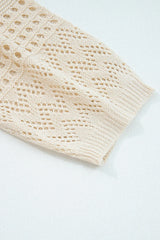 Smoke Gray Solid Color Hollow Knit Cardigan