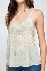 Women's Embellished Spaghetti Strap Camisole Top - Femstylo