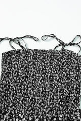 Dusk Blue Floral Print Spaghetti Straps Smocked Wide Leg Jumpsuit - Femstylo